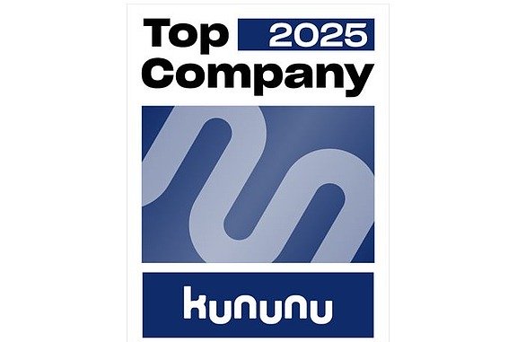 Top Company Award 2025 Kununu STRABAG Blau-weißes Siegel mit dem Schriftzug